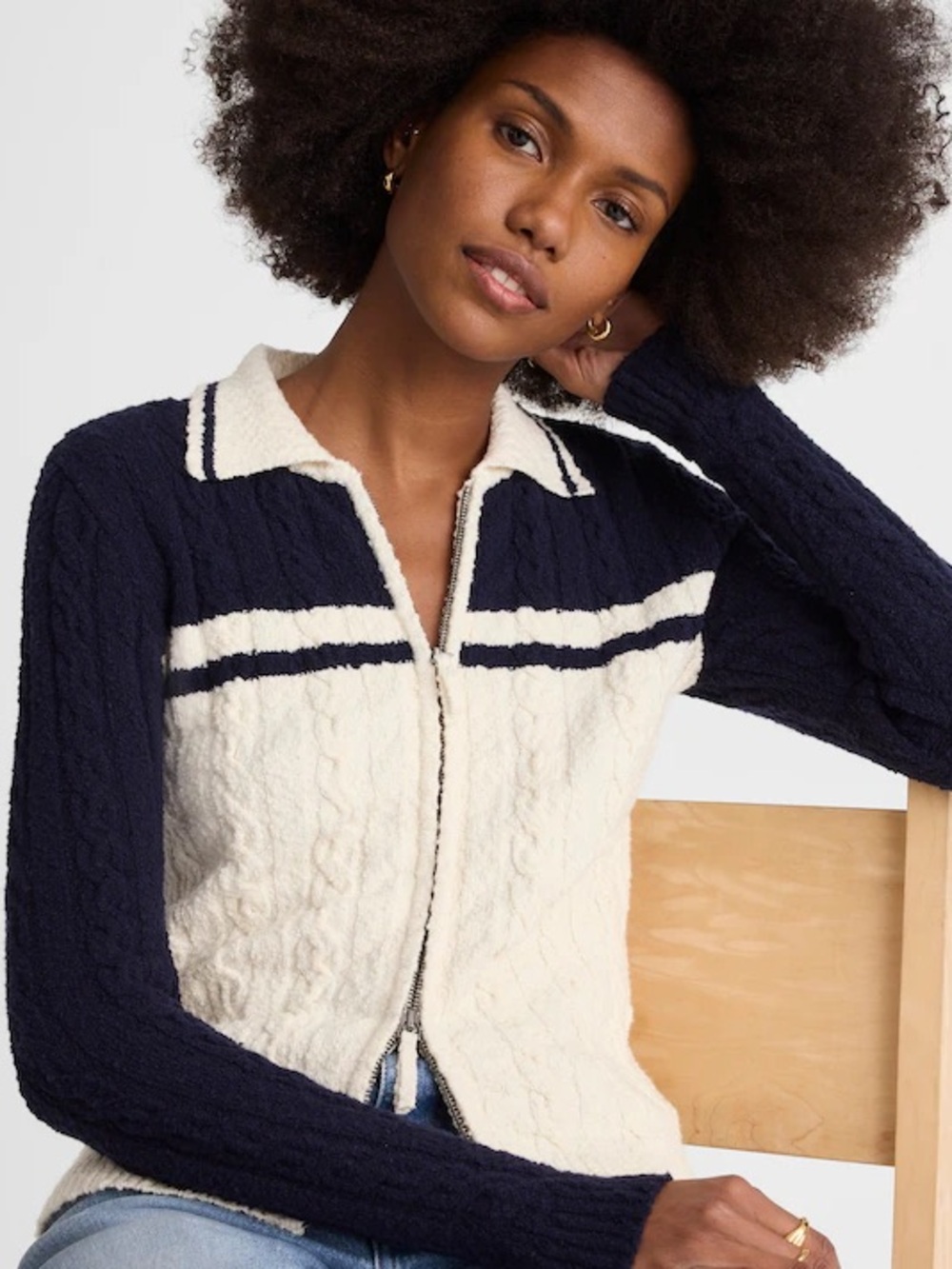 Madewell Cable-Knit Zip Cardigan